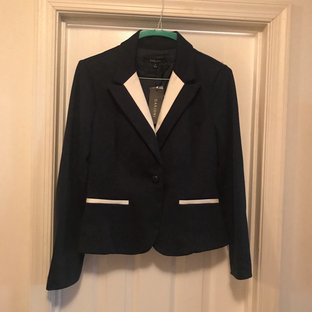Navy and White Knit Blazer
